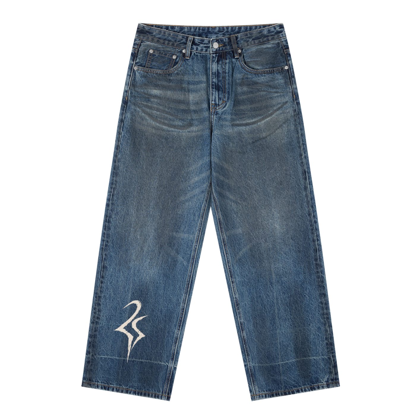 Vintage Wash Baggy Denim Jeans